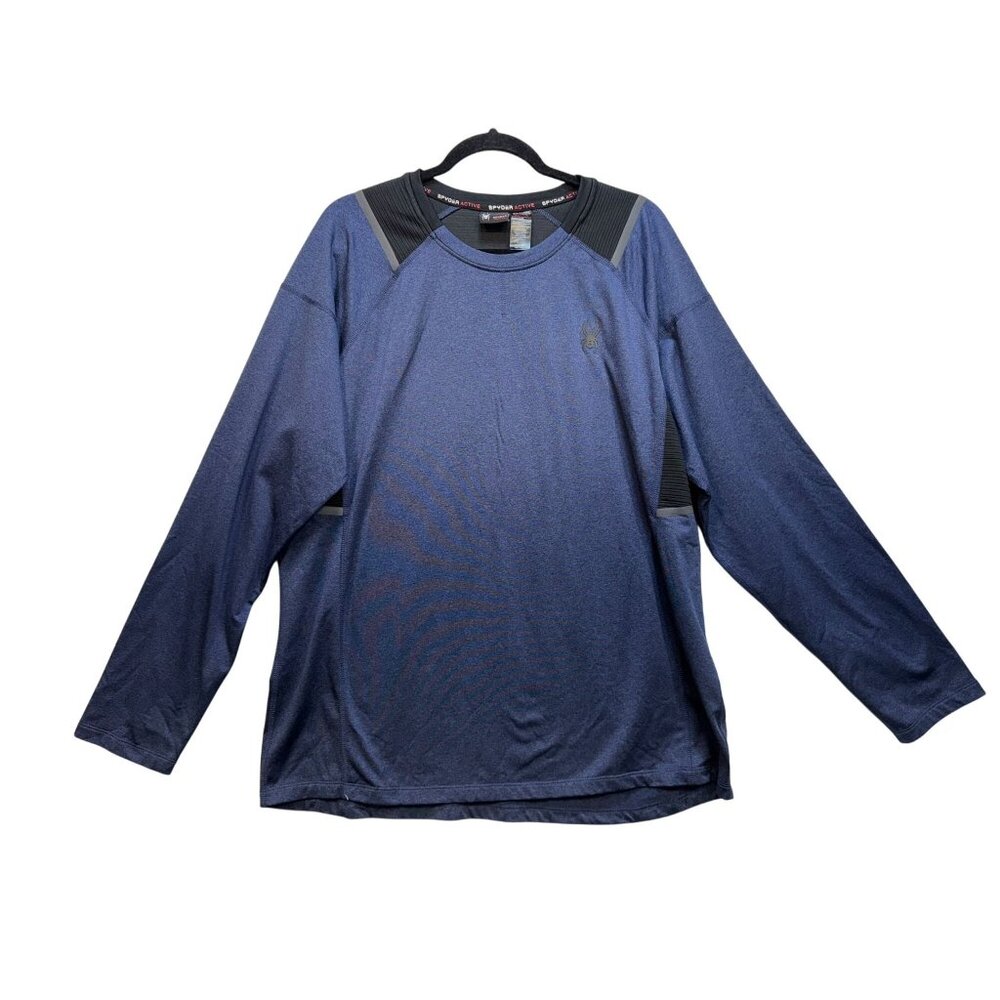 Spyder Active Mens Long Sleeve Activewear Top Size L/G Blue Stretch